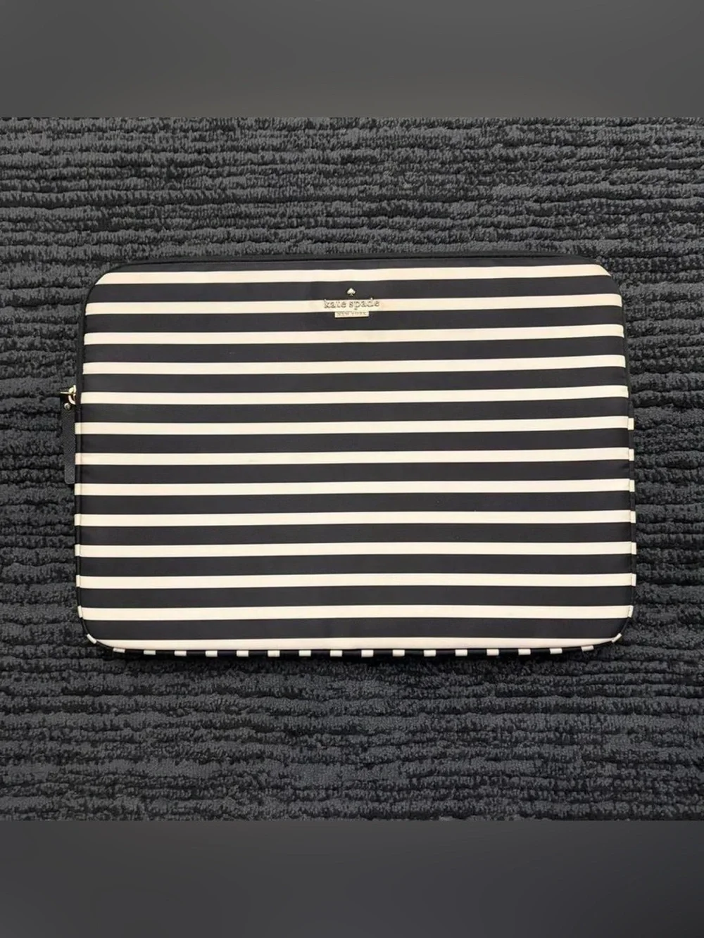Kate Spade Striped Laptop Sleeve Zip Close Padded Pouch